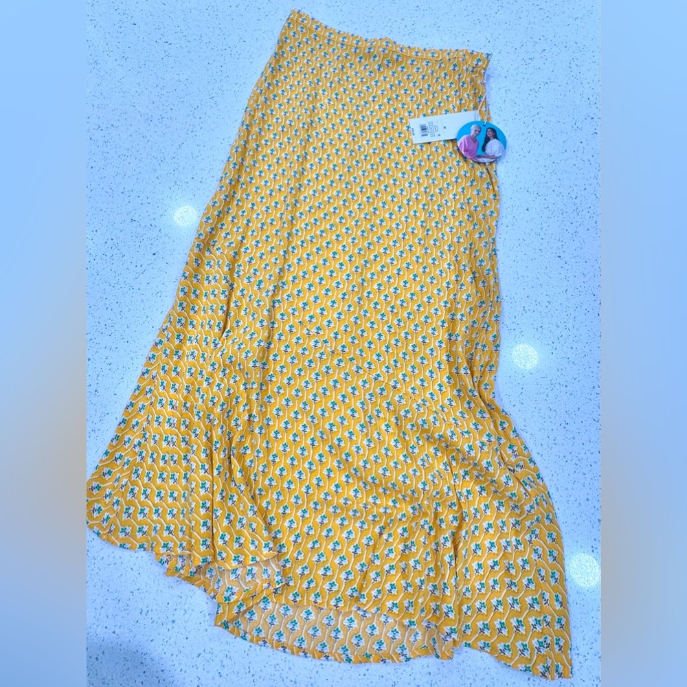 RHODE Women’s Yellow Floral Maxi Skirt cover up size medium NWT
